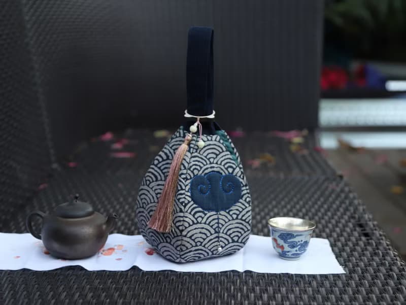 【拼布原創設計】茶具收納袋系列-祥云如意