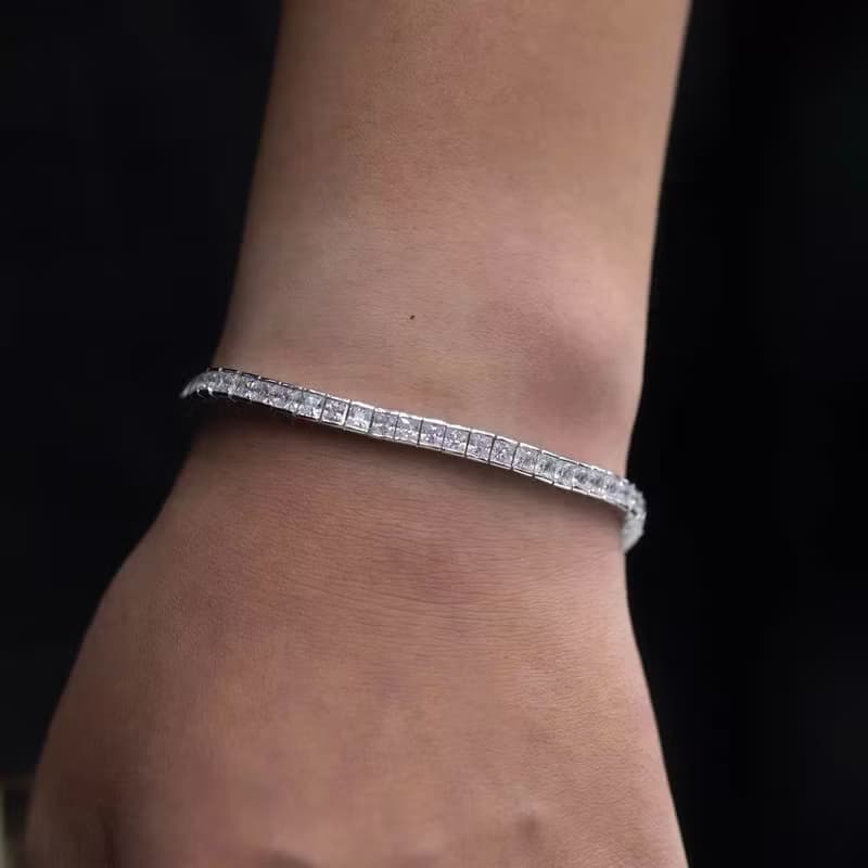 Wbj 4mm包鑲公主方網球手鏈 滿鑽手鍊 手環