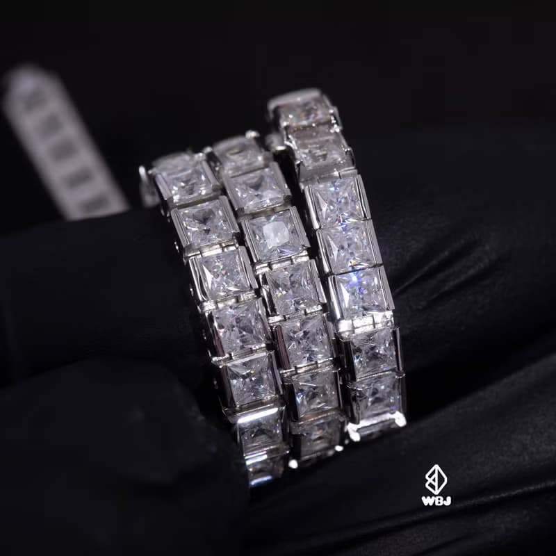 Wbj 4mm包鑲公主方網球手鏈 滿鑽手鍊 手環