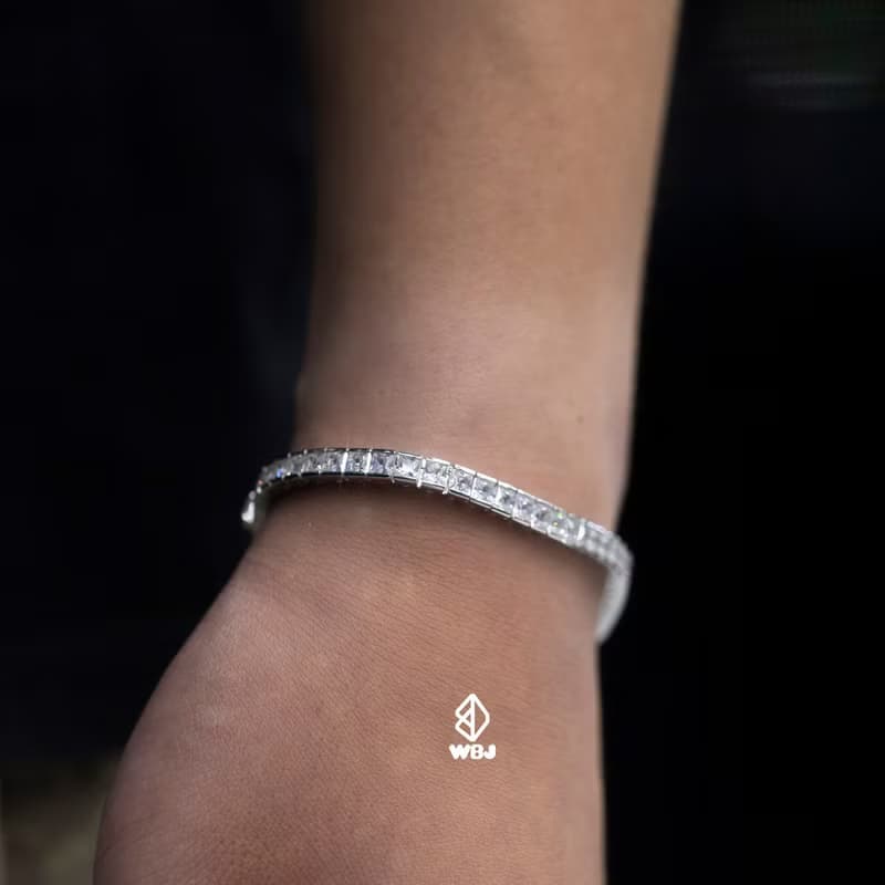 Wbj 4mm包鑲公主方網球手鏈 滿鑽手鍊 手環