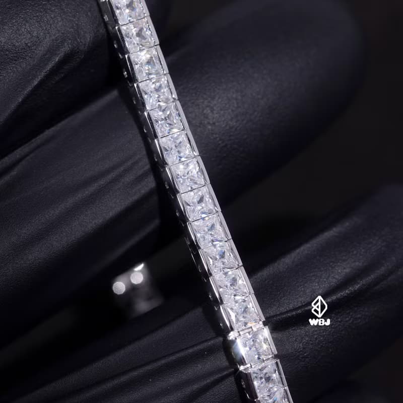 Wbj 4mm包鑲公主方網球手鏈 滿鑽手鍊 手環