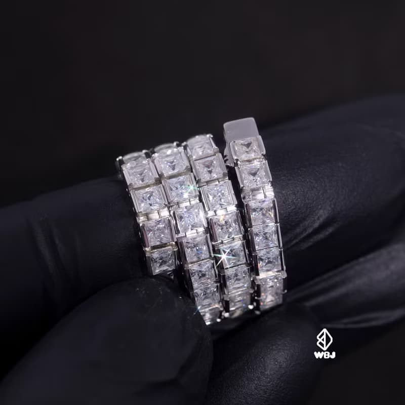 Wbj 4mm包鑲公主方網球手鏈 滿鑽手鍊 手環