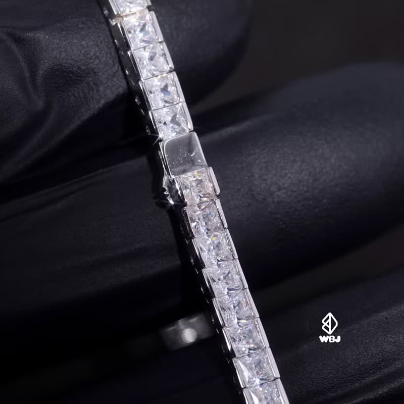 Wbj 4mm包鑲公主方網球手鏈 滿鑽手鍊 手環