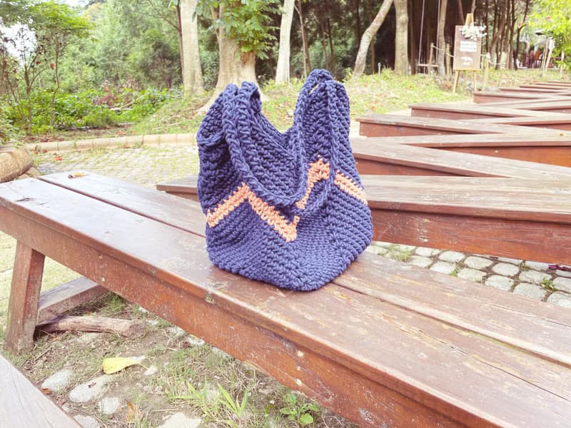 手工撞色鉤織側肩包【Crochet bag】