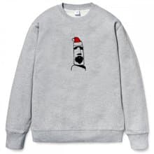 摩艾 聖誕 大學T 灰色 原創 老公公 禮物 Xmas 石像 鬍子 Moai 