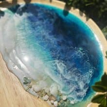 【現貨】神秘深海藍海浪圓木盤