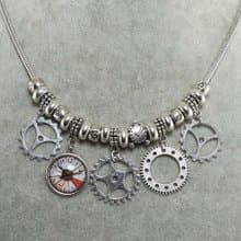 Steampunk Silver Watch Parts Gears Watch Face Charm Necklace Jewelry Accessories