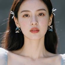 歐式復古 手工樹脂花朵小鳥花園耳環耳圈 藍色7