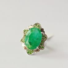 Natural Emerald 9 Cts Ring Sterling Silver 925 With Whitegold Plated 7 US.