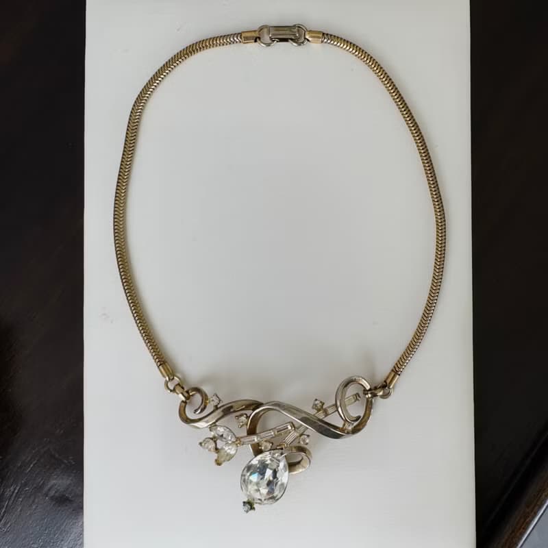 Rare Crown Trifari Antique necklace design by A.Philippe Signed US Patent 1950s