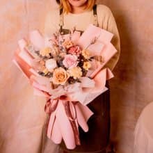 【氣質粉】情人節 求婚花束 大型 乾燥花 永生花花束 / 生日 告白