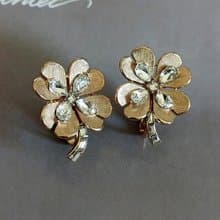 vintage jewelry 古董Trifari  萊茵幸運草 夾式耳環