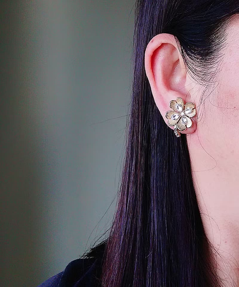 vintage jewelry 古董Trifari  萊茵幸運草 夾式耳環
