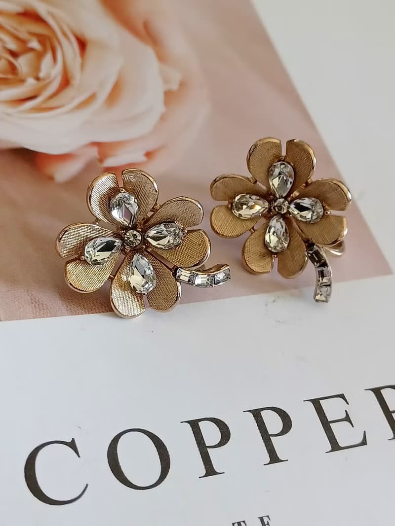 vintage jewelry 古董Trifari  萊茵幸運草 夾式耳環