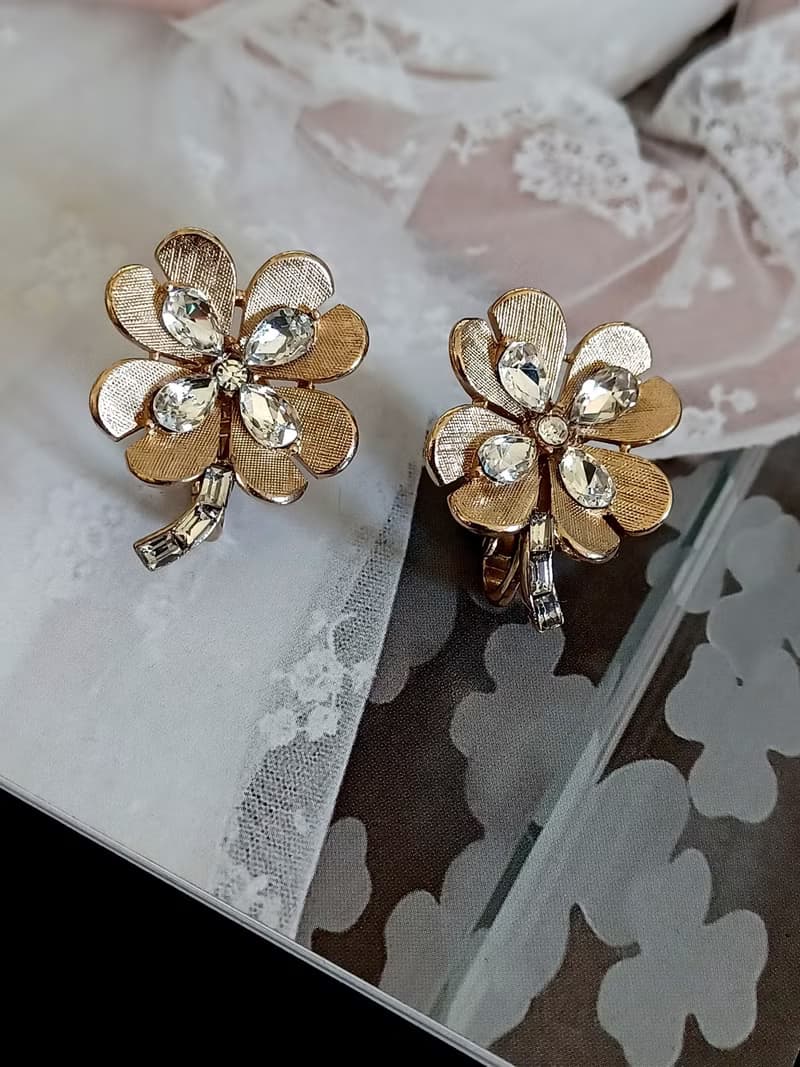 vintage jewelry 古董Trifari  萊茵幸運草 夾式耳環