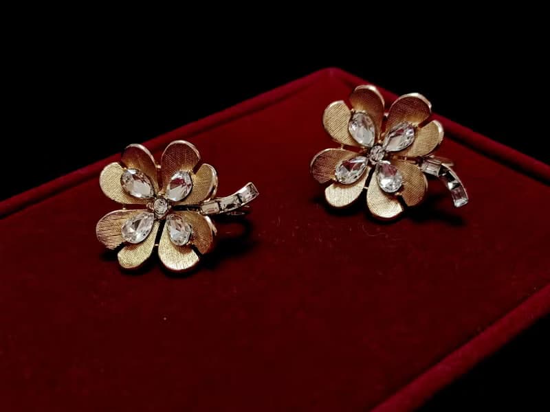 vintage jewelry 古董Trifari  萊茵幸運草 夾式耳環