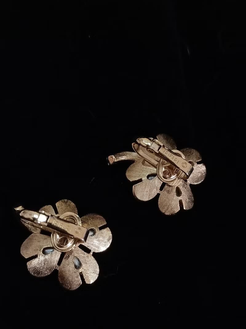 vintage jewelry 古董Trifari  萊茵幸運草 夾式耳環