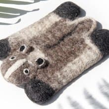 聖誕交換禮物 情人節禮物 森林系羊毛氈動物杯墊-白鼻心 果子狸