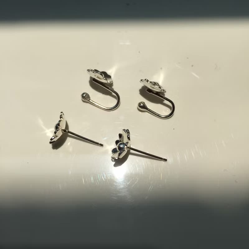 / 小草花a  /純銀耳環-925純銀耳針 / 夾式耳環