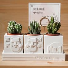 【開幕禮1】We're Open | 招財摩艾 | 多肉植物水泥盆栽4件組