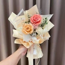 蜜桃橘永生花束 情人節花束 乾燥花束 母親節花束 畢業花束