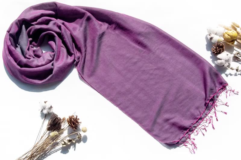 喀什米爾Cashmere 編織羊絨圍巾 羊毛真絲披巾 戒指絨披肩-雙色