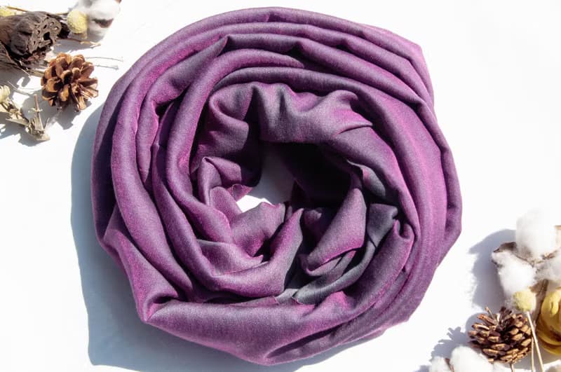 喀什米爾Cashmere 編織羊絨圍巾 羊毛真絲披巾 戒指絨披肩-雙色