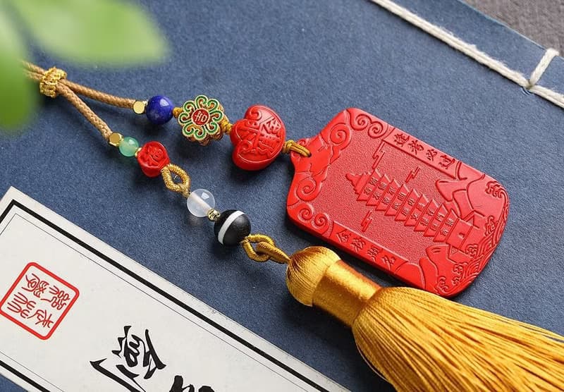 天然原礦硃砂精品紅砂文昌塔 金榜題名鑰匙扣 包掛硃砂含量高達95