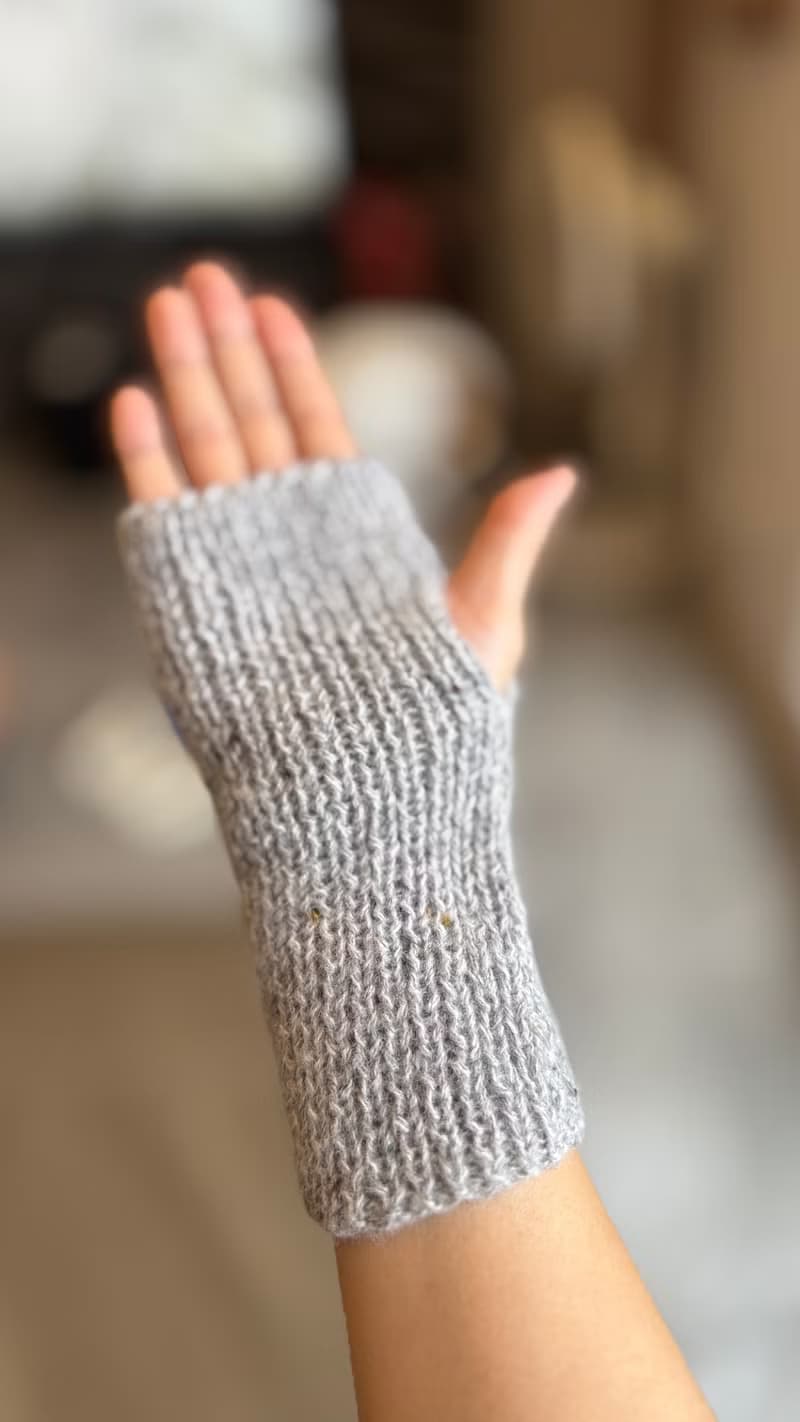 秋冬新款 手織羊絨馬海毛 防寒 半指手套 護腕套