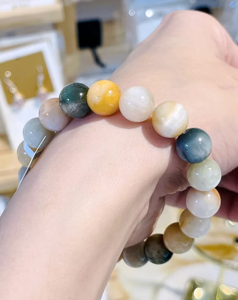 小精品貓眼稀有灰兔毛彩串毛兔毛水晶10.5mm31.49g淨化磁場療癒能