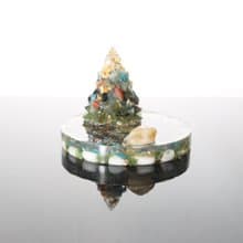 【快速出貨】綠色金箔水晶聖誕樹圓盤-能量樹黃水晶奧根手機支架