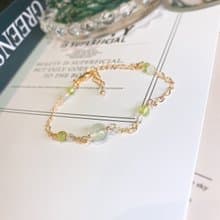 情人果 葡萄石 橄欖石 白水晶 天然石可調節金屬繞線手工手鍊手環