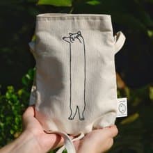 原色伸長長貓刺繡斜孭袋