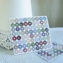 Lovely【圓圈英數貼紙、1份2張】日誌,手札,日記,手帳,筆記