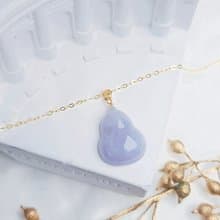 有福•有財•有貴人|純18k金紫葫蘆|緬甸A貨翡翠吊墜項鍊