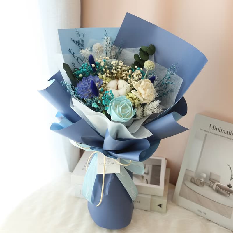 G76藍色系乾燥花束 / 畢業花束 謝師禮