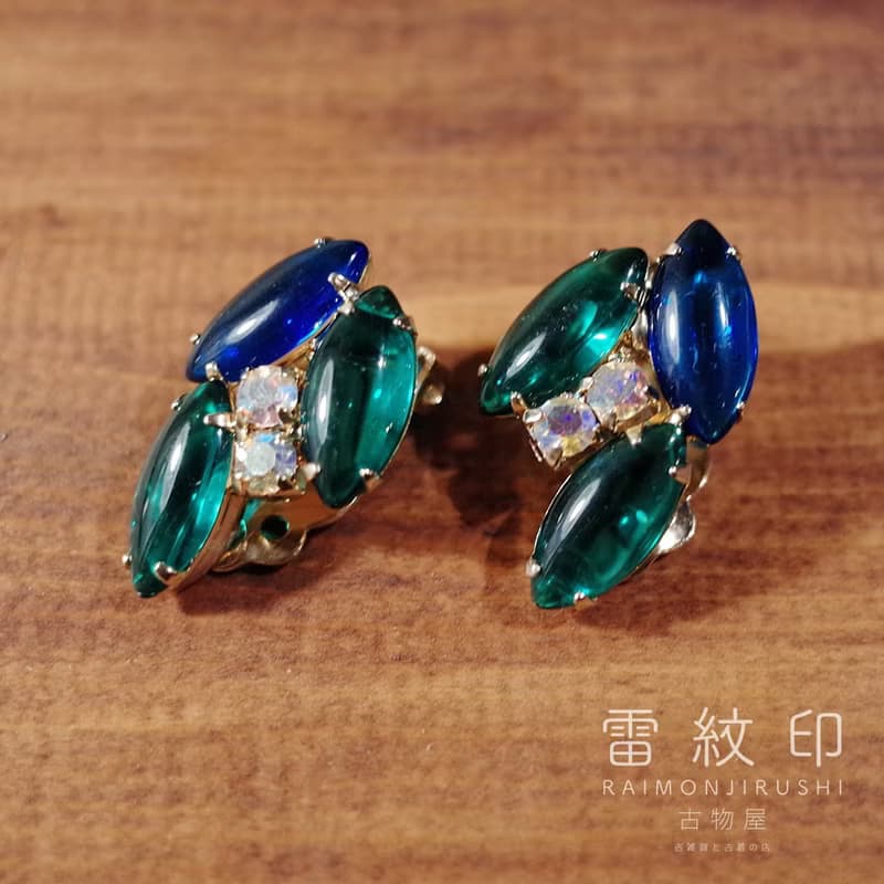 Juliana D&E 美國 鑲嵌 高品質萊茵石 夾式耳環 復古 飾品 70年代