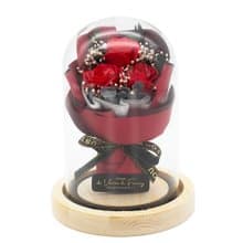 デバリエ ソープフラワー フラワードーム 薔薇 花束 天然木 ガラス 誕生日プレゼント 女性 花 彼女 デバリエオリジナル  hi-01-red