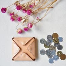 四方多開口皮革零錢包-原色