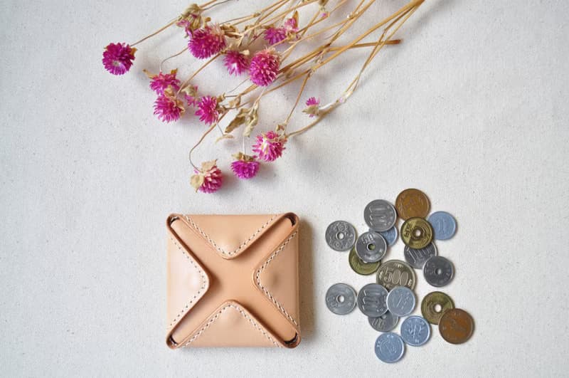 四方多開口皮革零錢包-原色