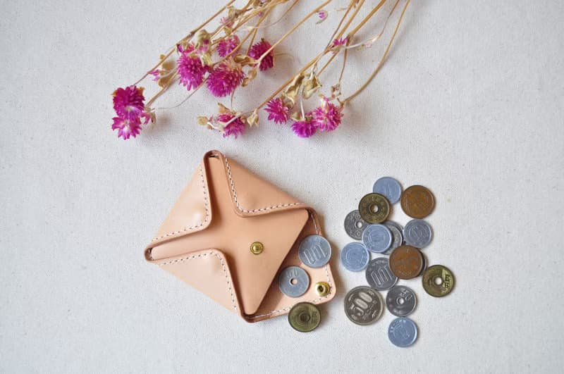 四方多開口皮革零錢包-原色