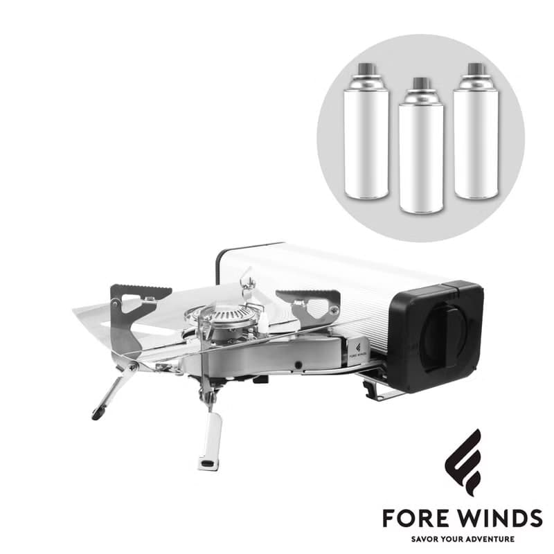 【Iwatani岩谷】Forewind折疊卡式瓦斯爐-2.2kW-銀色-贈瓦斯罐3入