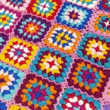 手工羊毛鉤織蓋毯 編織沙發巾 露營保暖 東歐風鉤織桌墊-彩虹花朵