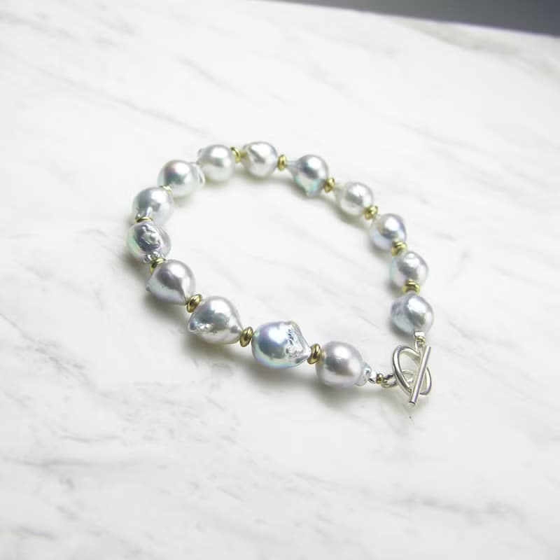 珍珠手鏈 日本珍珠 銀白珠 稀缺限量 高質感 不規則