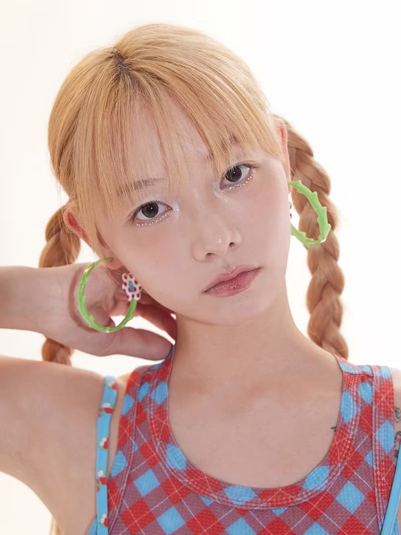 綠色藤蔓花朵 耳釘大耳圈 壓克力耳飾