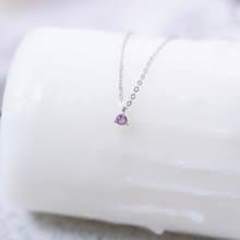 紫水晶925純銀誕生石項鍊-二月誕生石