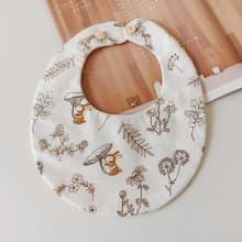 【11/14後出貨】蕈菇小兔 後扣圍兜 彌月禮物  嬰兒圍兜  雙面圍