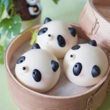 美姬饅頭 可愛貓熊鮮乳造型芝麻包 一盒6入