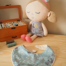 可愛粉藍狐狸 手工嬰兒小童圍兜口水肩髮夾套裝 彌月禮物