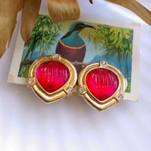 Vintage Jewelry 西洋古董飾品  紅果子 夾式耳環